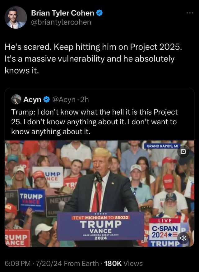 Breaking: Trump tries to distance himself from Project 2025