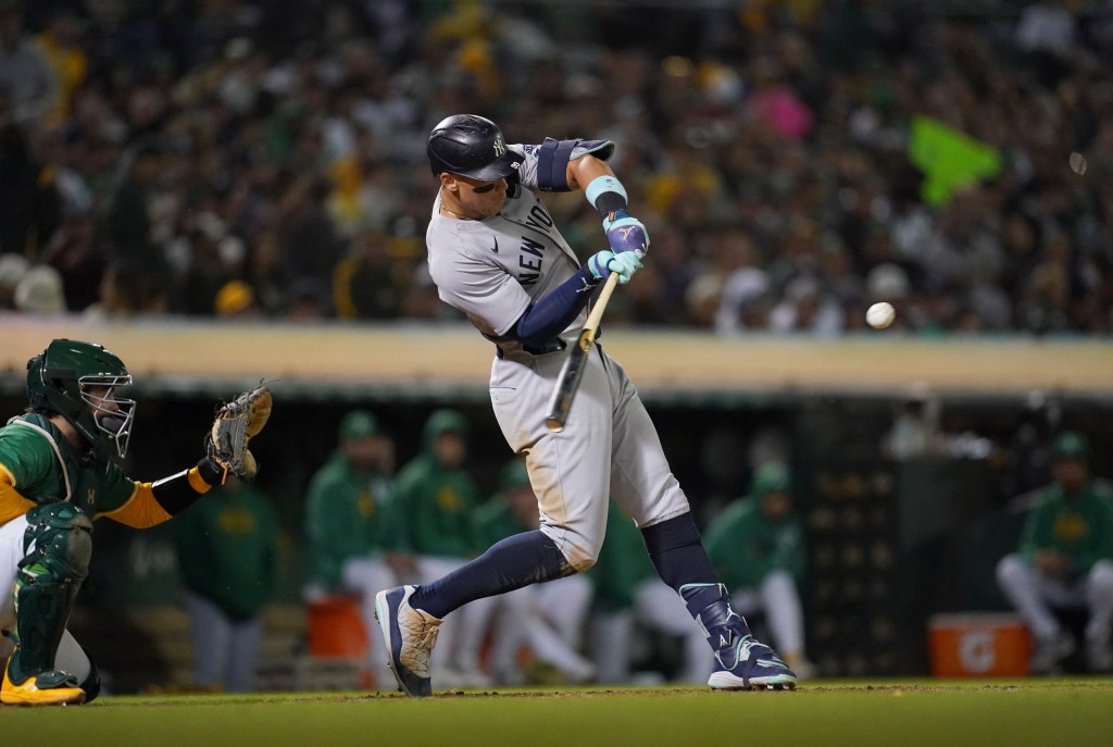 Aaron Judge, Giancarlo Stanton, Anthony Volpe homer as Yankees rout A’s