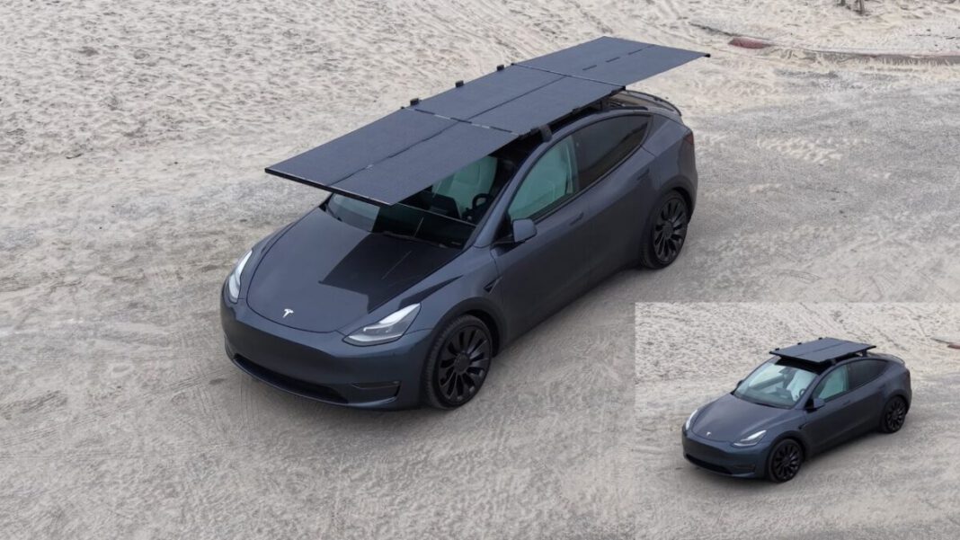 Expandable solar roof rack adds 1 kW of off-grid charging for EVs